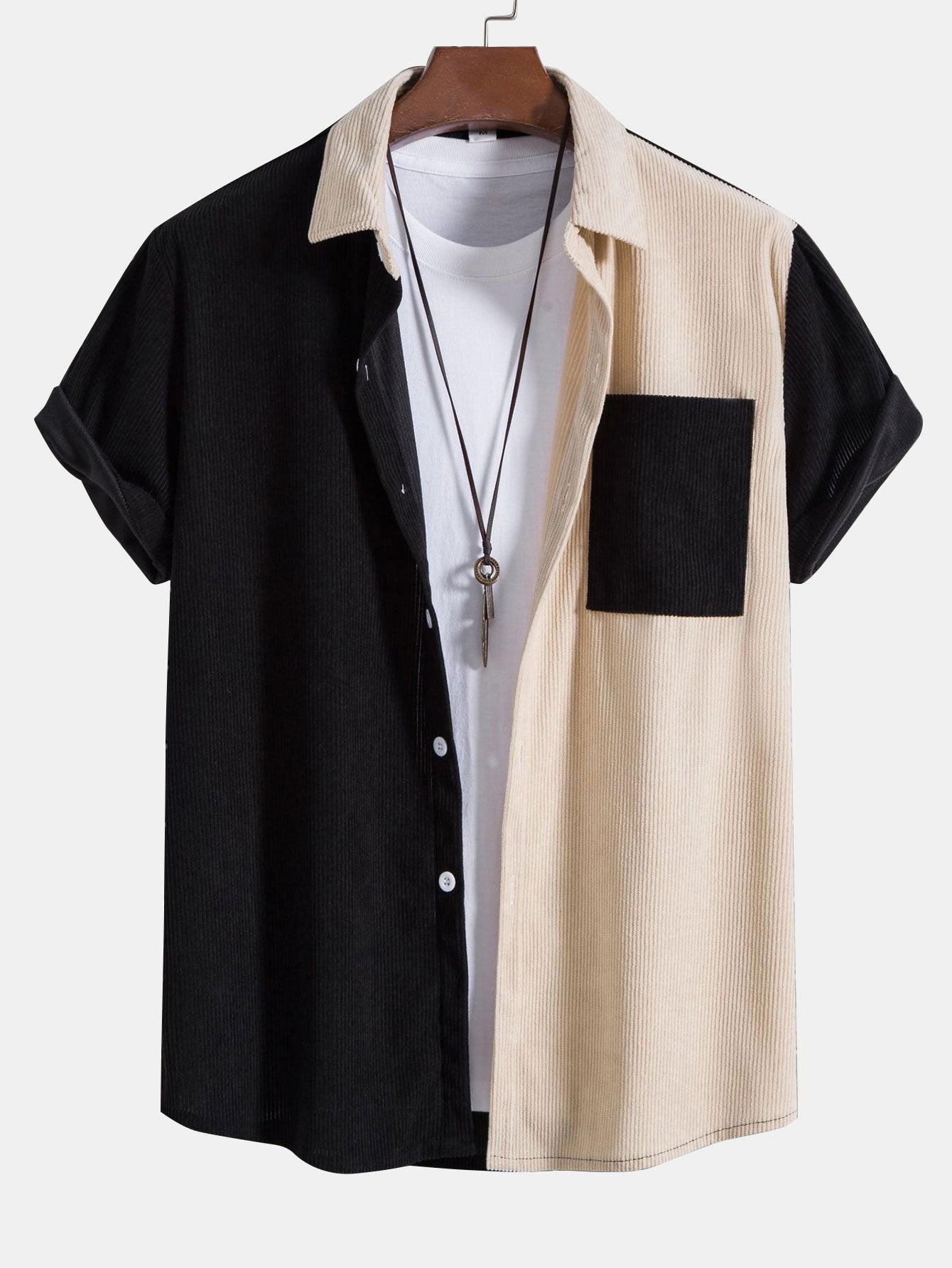 Tweekleurig Corduroy Shirt & Corduroy Korte Broek