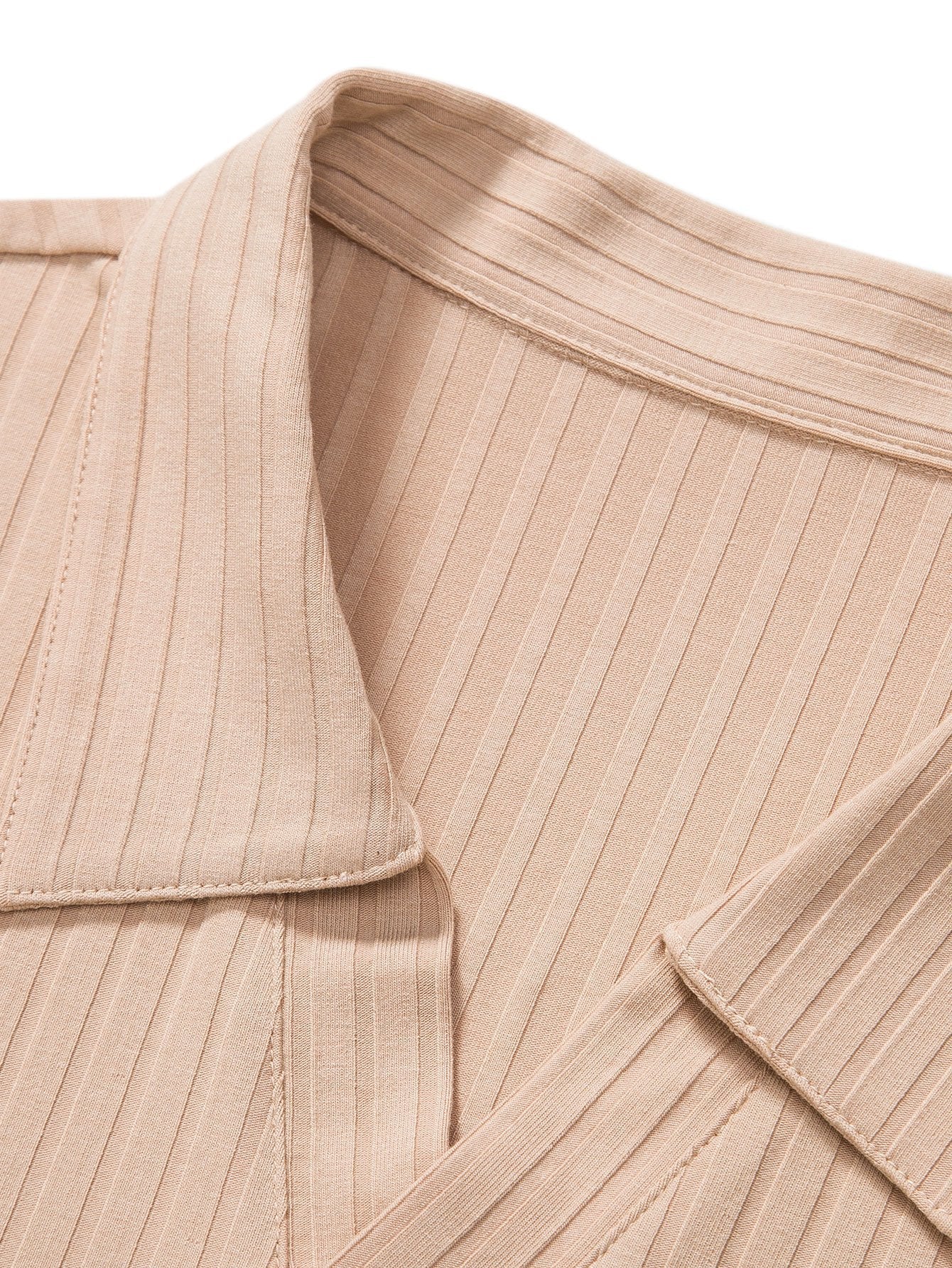 Gebreid geribd V-hals poloshirt