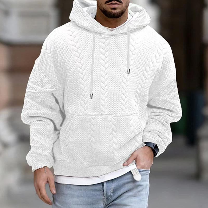 Ontspannen herenhoodie met lange mouwen en kangoeroezak