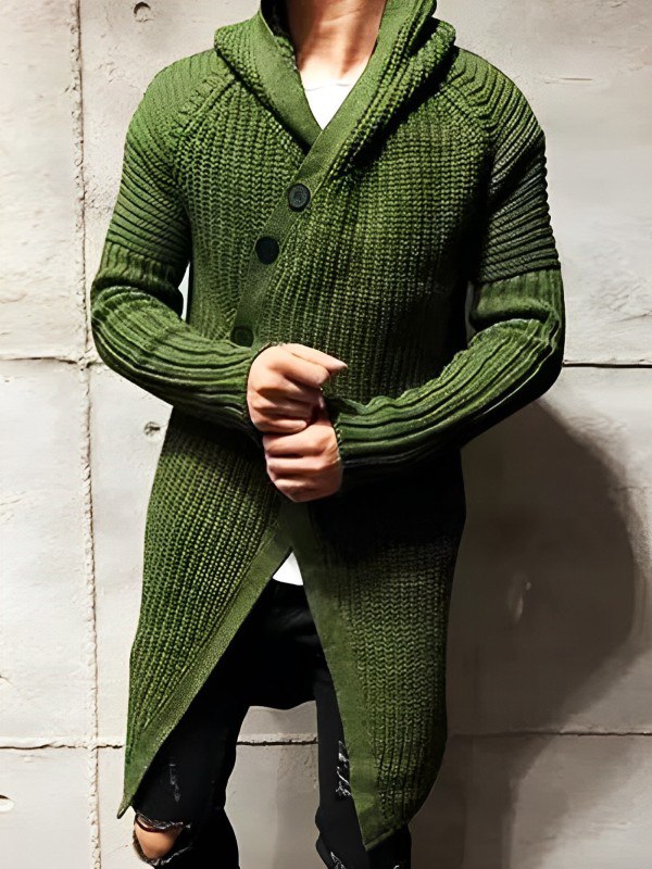 Casual vest met capuchon in lang gebreid - MICHAEL