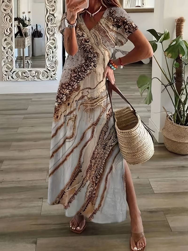 Losse, elegante jurk met abstract patroon