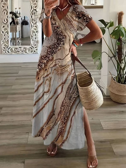 Losse, elegante jurk met abstract patroon