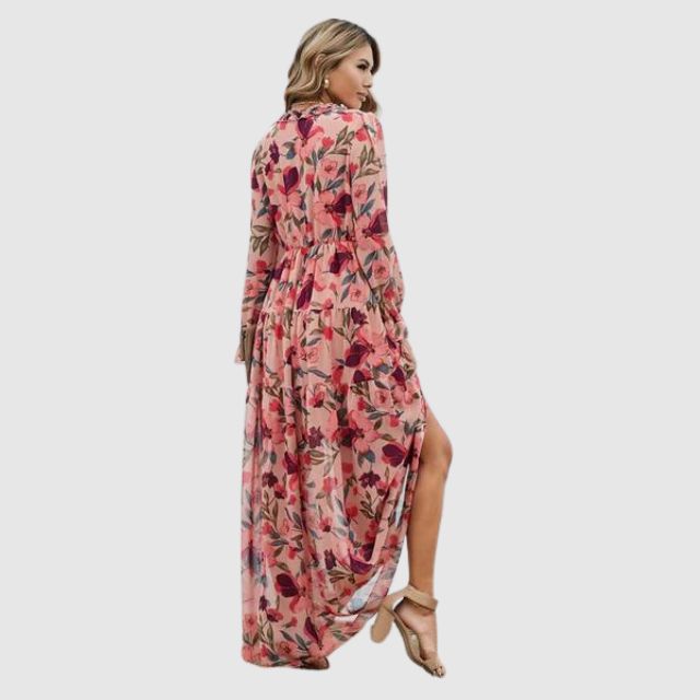 Chiffon maxi-jurk met bloemenprint