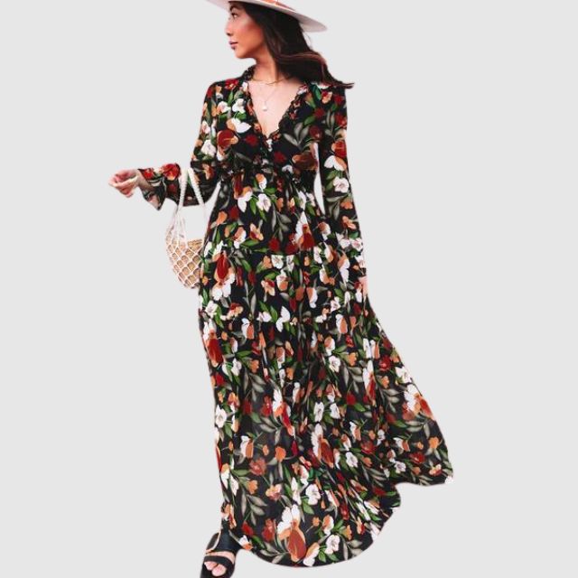 Chiffon maxi-jurk met bloemenprint