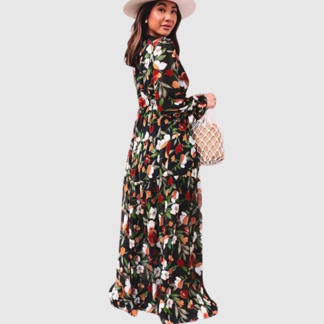 Chiffon maxi-jurk met bloemenprint