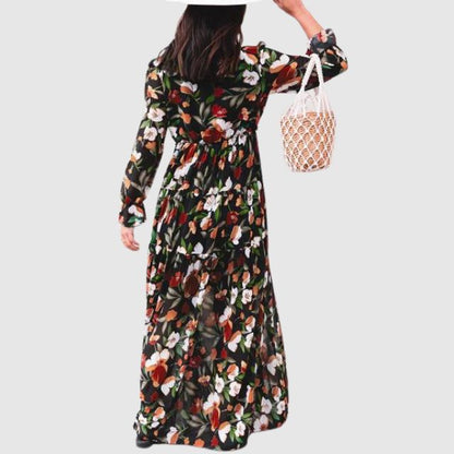 Chiffon maxi-jurk met bloemenprint