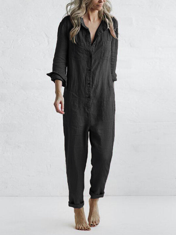 Casual jumpsuit met lange mouwen