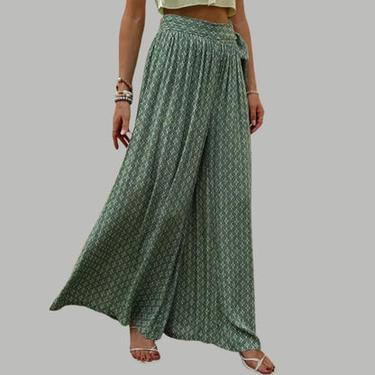 Wijde broek met hoge taille en printpatroon
