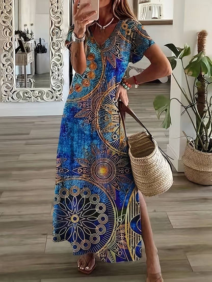 Losse, elegante jurk met abstract patroon