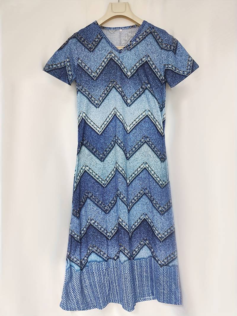 Losse, elegante jurk met abstract patroon