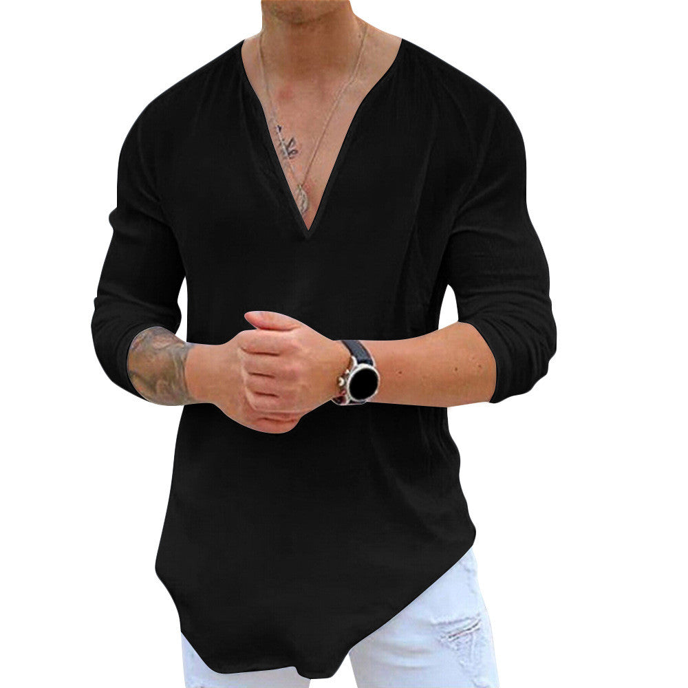 Casual katoenen shirt met V-hals