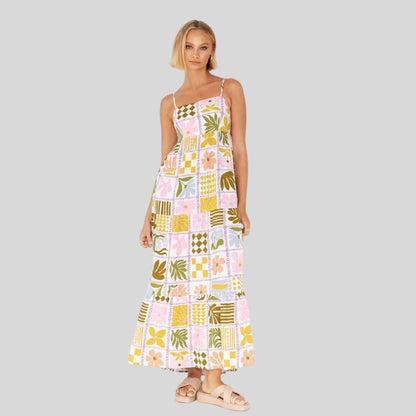 Zomerse maxi-jurk met delicate prints