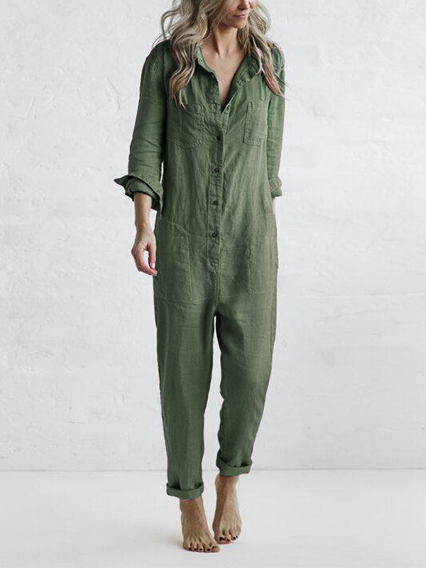 Casual jumpsuit met lange mouwen