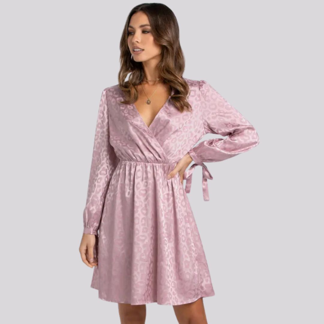 Jacquard wikkeljurk met lange mouwen