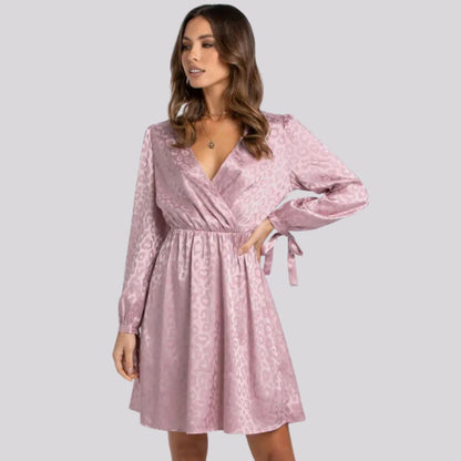 Jacquard wikkeljurk met lange mouwen