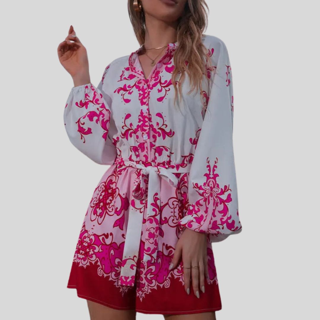 Chique playsuit met bloemenprint en tailleband