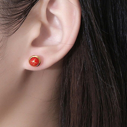 Elegante ronde cabochon oorbellen