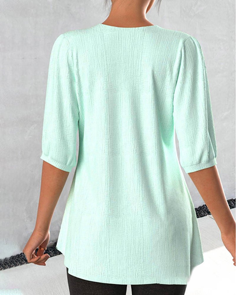Mintgroene kanten blouse