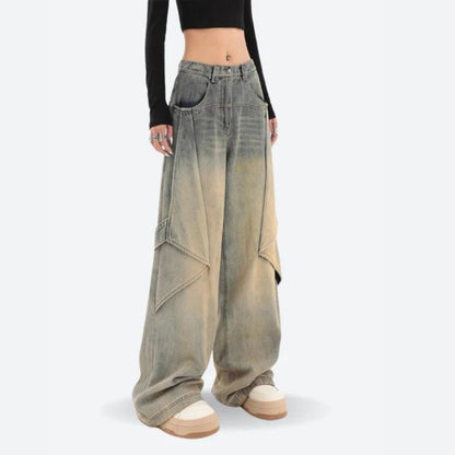 Gelaagde wijde pijpen skater jeans