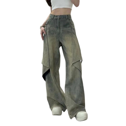 Gelaagde wijde pijpen skater jeans