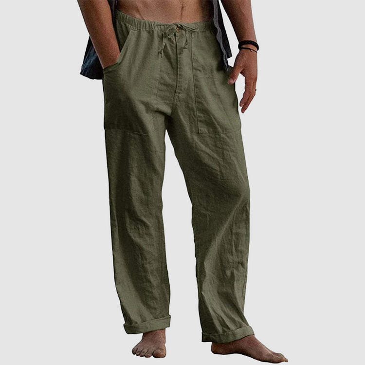 Linnen strandbroek voor heren, losse pasvorm