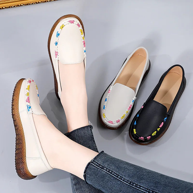 Modieuze leren mocassin flats