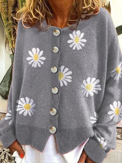 Warme sweater met bloemenpatroon voor dames