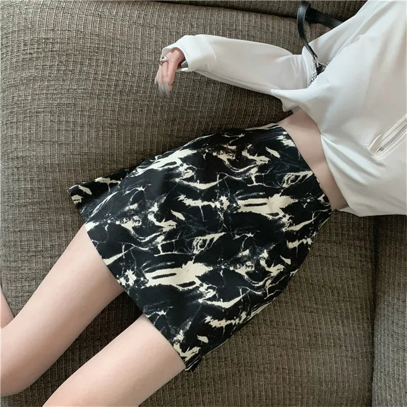 Minirok voor dames met hoge tailleband in batiklook