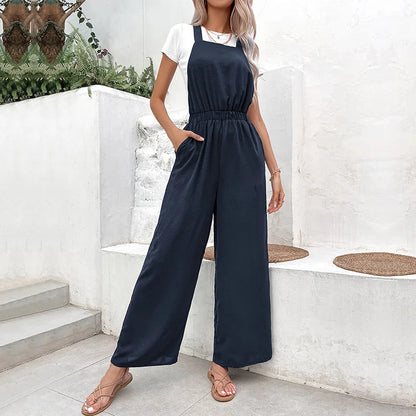 Jumpsuit met wijde pijpen en taillesluiting