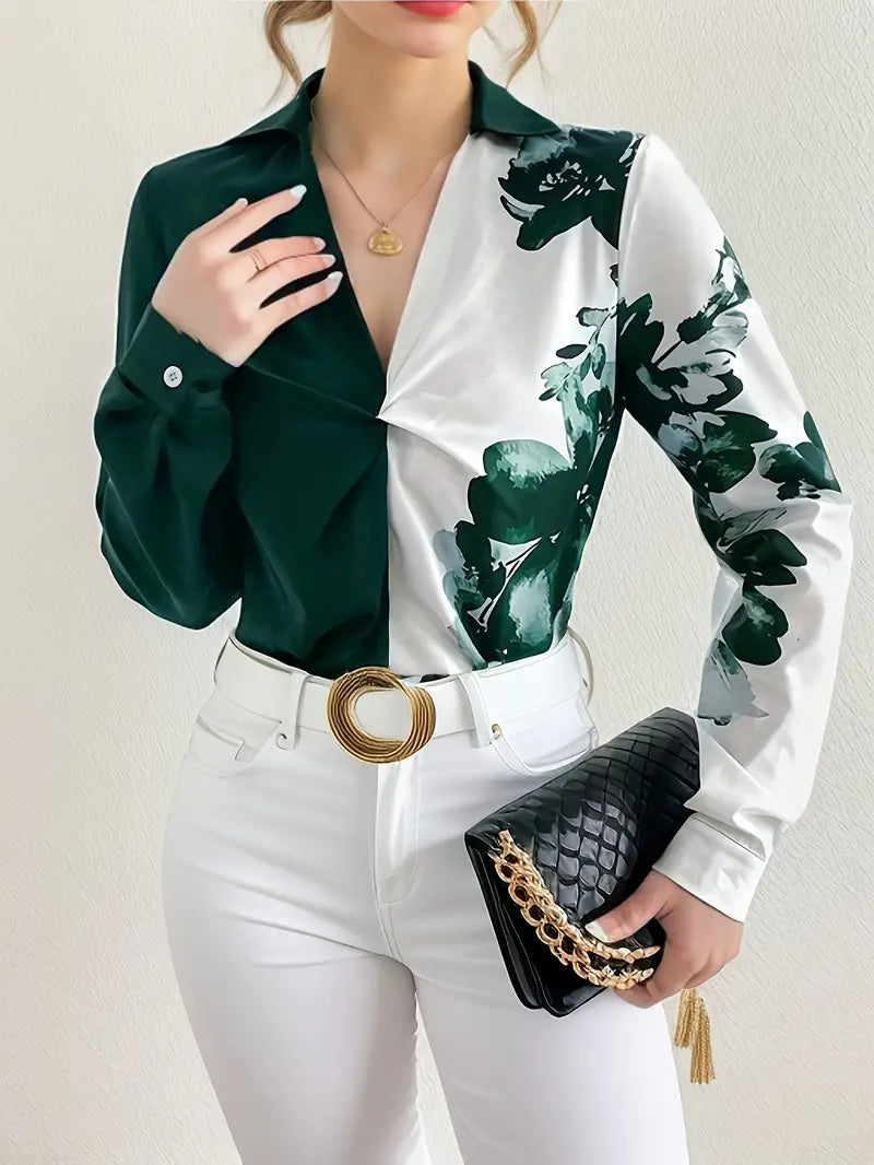 Blouse met bloemenprint en gedraaide voorkant