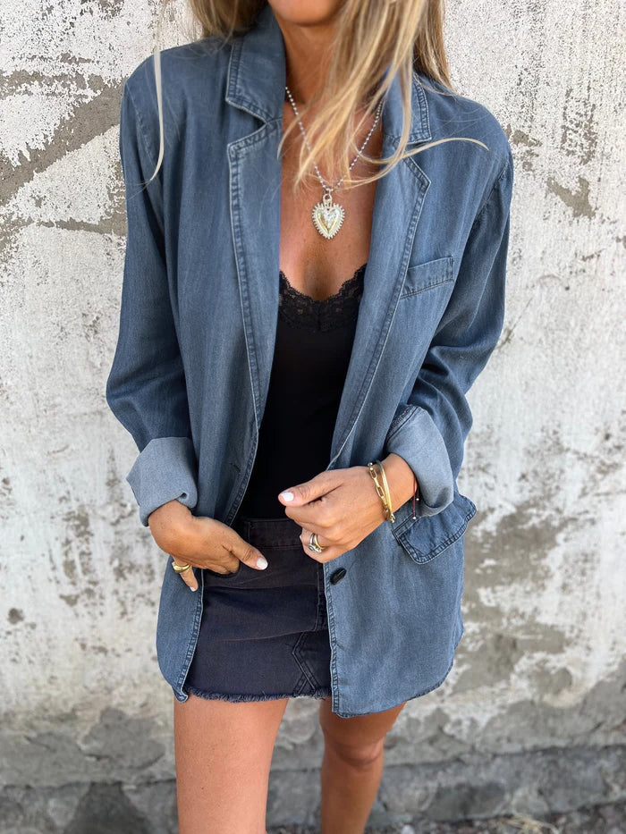 Elegant Denim Casual Jasje