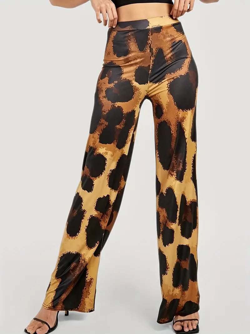 Broek met hoge taille en luipaardprint