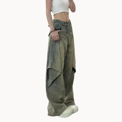 Gelaagde wijde pijpen skater jeans