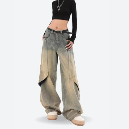 Gelaagde wijde pijpen skater jeans