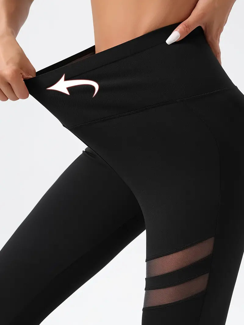 Effen Gekleurde Mesh Split Strakke Broek