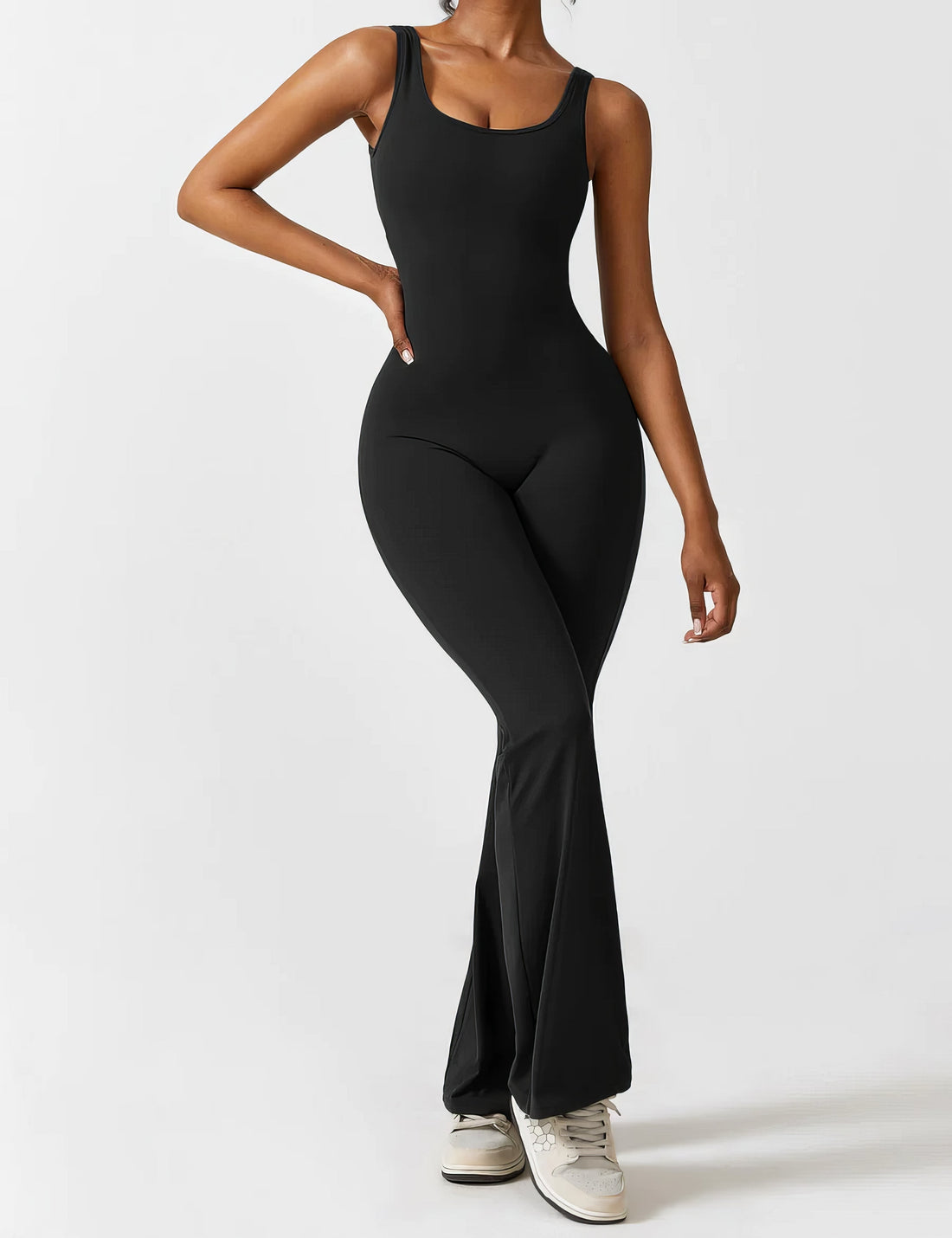 Jumpsuit met klokkende broek