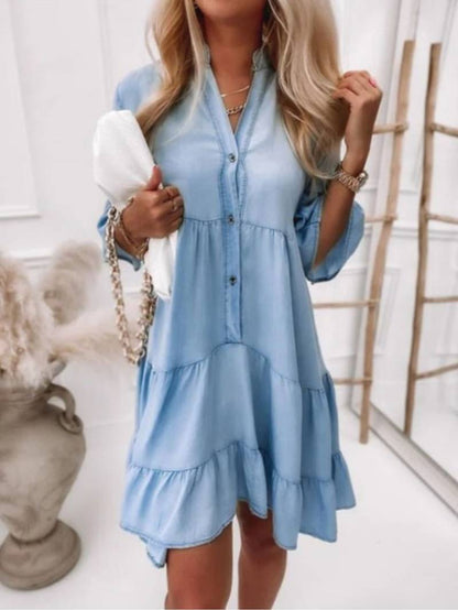 Gekleurde denim jurk
