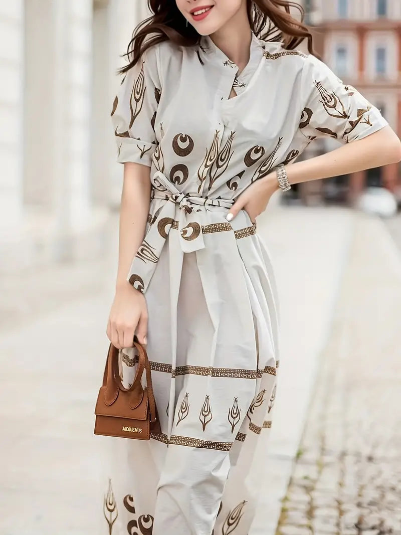 Boho Maxi Dress Met Abstracte Print