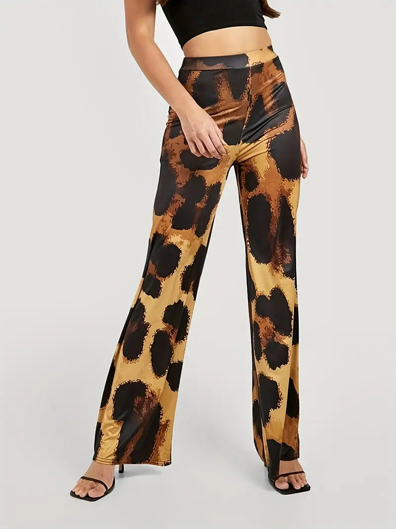 Broek met hoge taille en luipaardprint