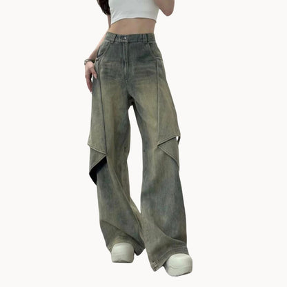 Gelaagde wijde pijpen skater jeans