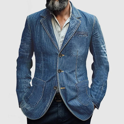 Herenblazer Casual Denim Single Breasted