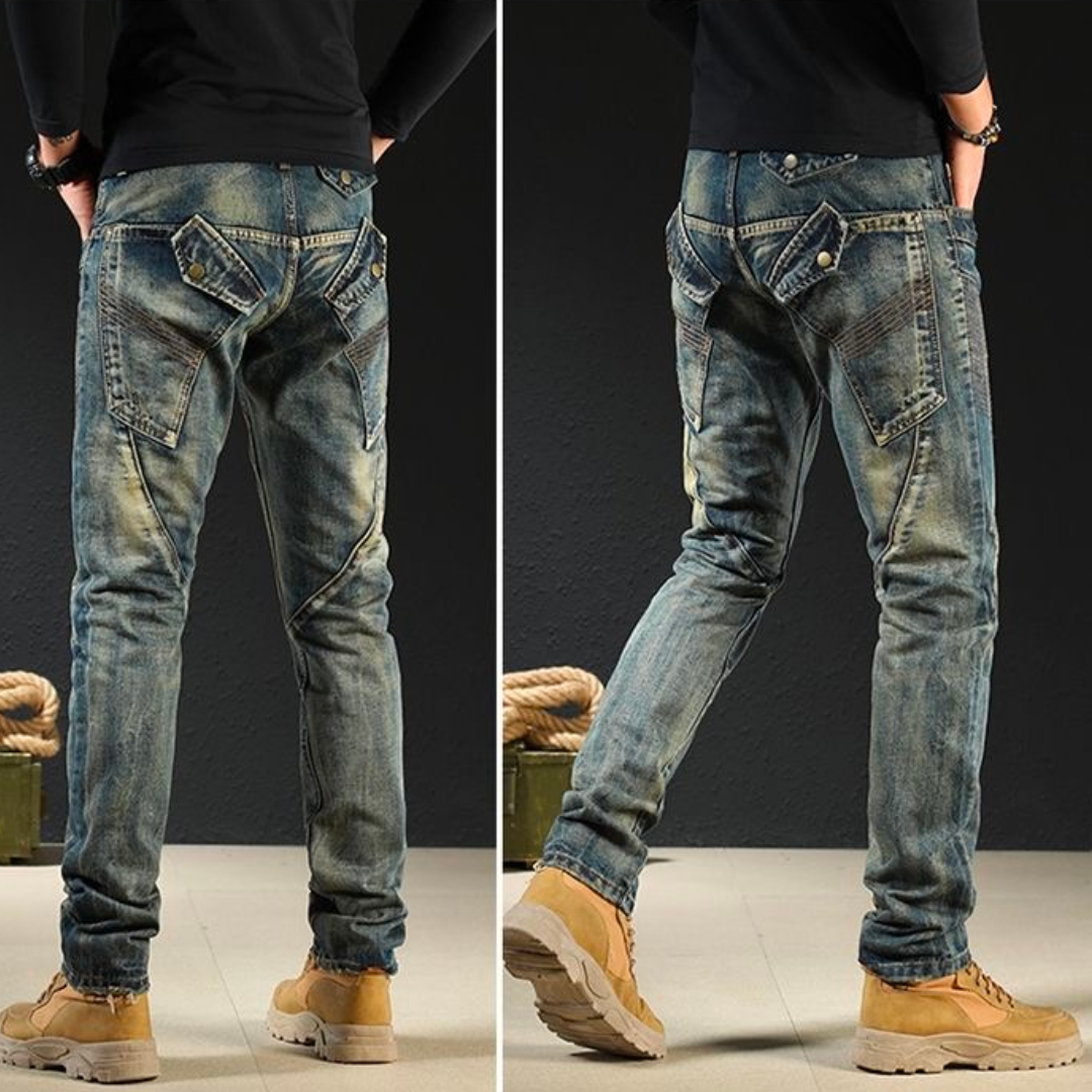Klassieke denim jeans met patches