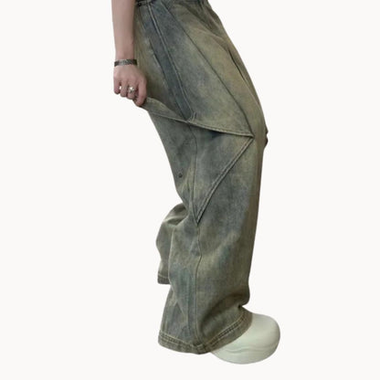 Gelaagde wijde pijpen skater jeans