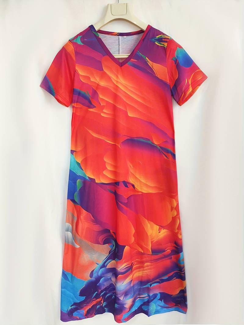 Losse, elegante jurk met abstract patroon