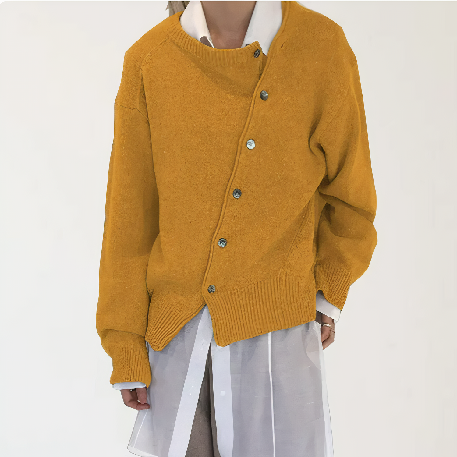 Kasjmier wikkeljack met speelse knoopdetails