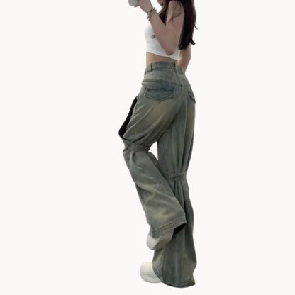 Gelaagde wijde pijpen skater jeans