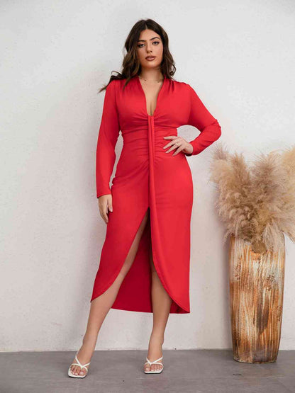 Oversized jurk met aangerimpelde split