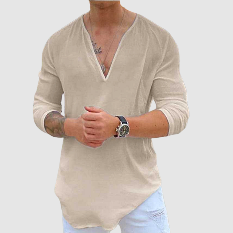 Casual katoenen shirt met V-hals