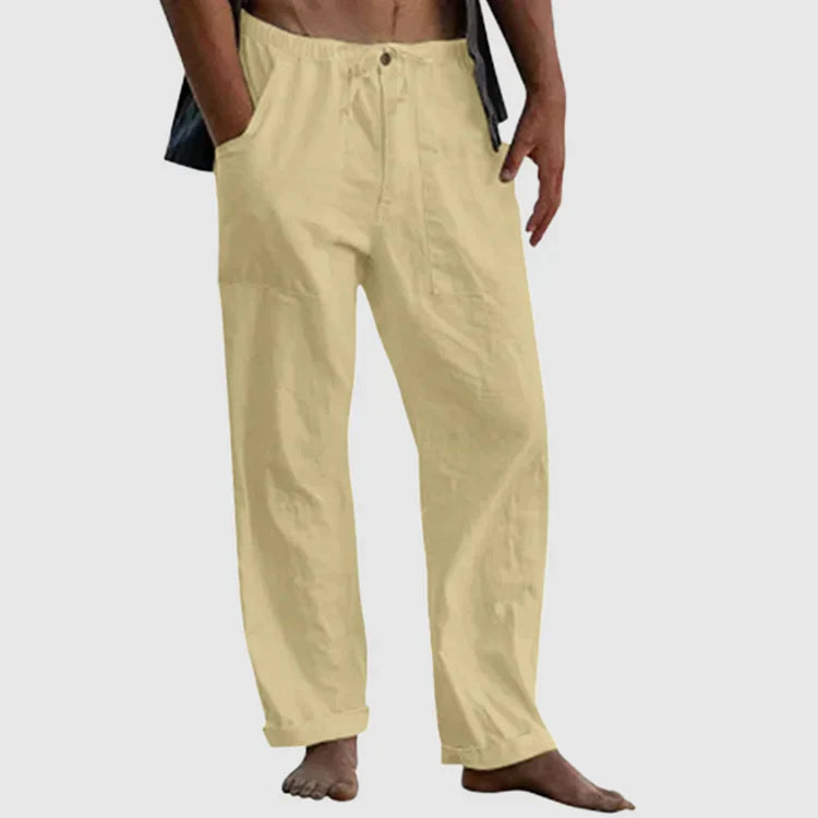 Linnen strandbroek voor heren, losse pasvorm