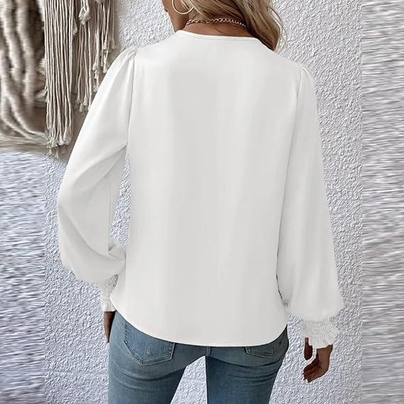 Elegante blouse met V-hals en ballonmouwen